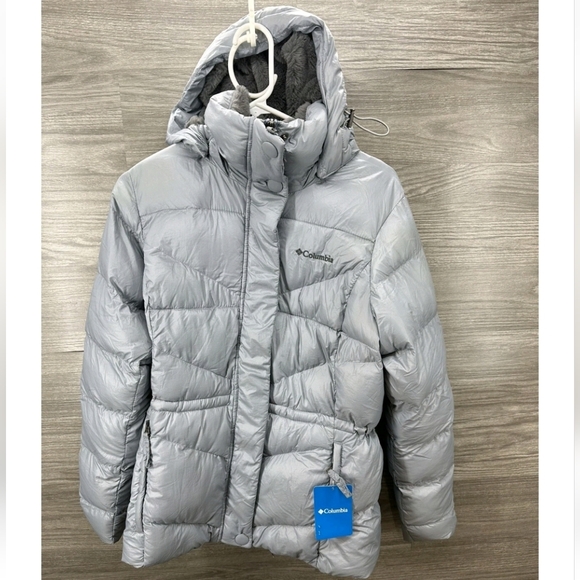 WOMENS COLUMBIA HOODED JACKET SIZE SMALL LIGHT GREY